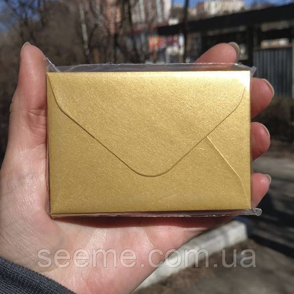 Конверт 93х64 мм, колір золотий, КОМПЛЕКТ 10 шт. ENV-S1212 фото