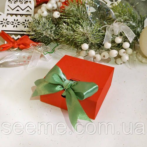 Коробка подарочная 80х80х35 мм, цвет красный BOX118-3 фото