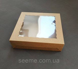 Коробка з крафт картону з віконцем, 350х350х100 мм. BOXKR47 фото