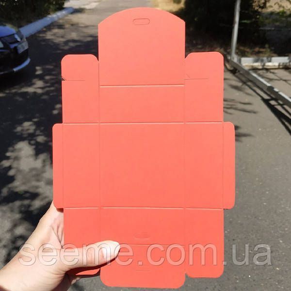 Коробка подарункова 80х80х35 мм, колір кораловий BOX118-7 фото