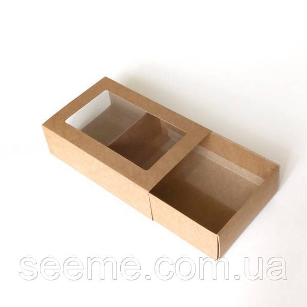 Коробка подарочная крафт с окошком для 10-12 macarons 170х110х50 мм BOXPC41-2 фото