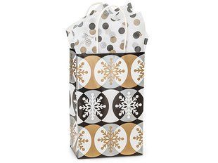 Пакет подарочный "Golden snowflakes", 140x220x80 мм B2 фото