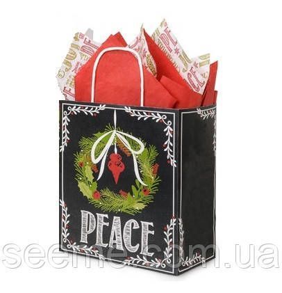 Бумага тишью с новогодним принтом "Peace", 1 лист BT13 фото